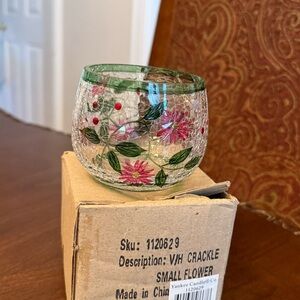 Yankee Candle Crackle Glass Votive Holder - Small Flower (#1120629) - New w/ Box